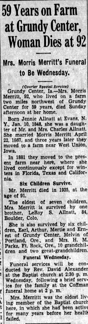 Merritt, Jennie Allnatt.